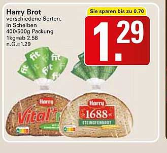 Harry Brot verschiedene Sorten, in Scheiben 400/500g Packung