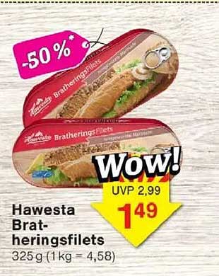 Hawesta Bratheringsfilets 325 g - Jetzt zum halben Preis!