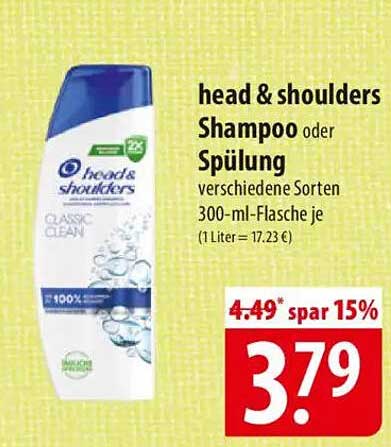 head & shoulders Shampoo oder Spülung - 300 ml Flasche