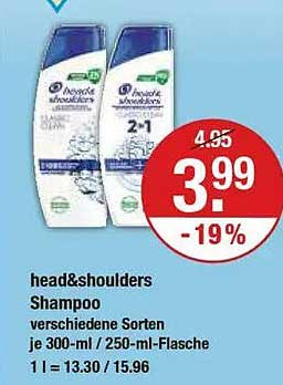 head&shoulders Shampoo verschiedene Sorten je 300-ml / 250-ml-Flasche