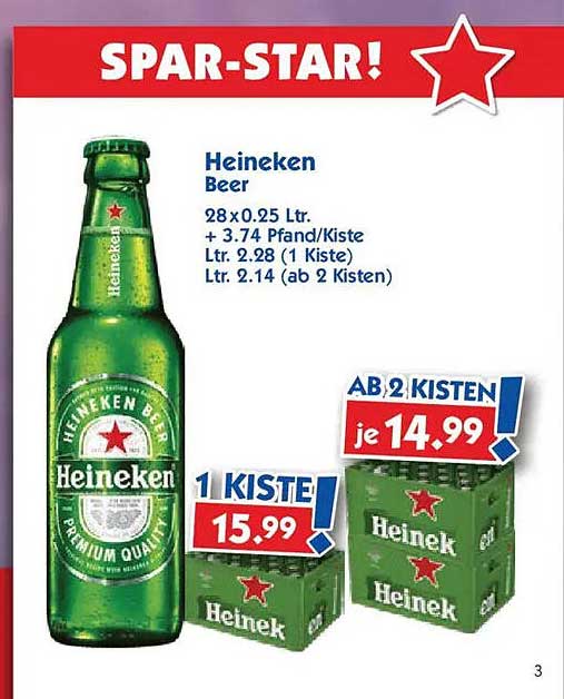 Heineken Bier - 28 x 0,25 Ltr.