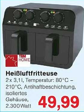 Heißluftfritteuse 2 x 3,1l - für gesündere Köstlichkeiten