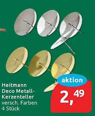 Heitmann Deco Metall-Kerzenteller, versch. Farben, 4 Stück