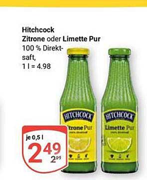 Hitchcock Zitrone oder Limette Pur 100 % Direktsaft