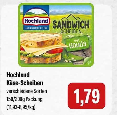 Hochland Käse-Scheiben verschiedene Sorten 150/200g Packung