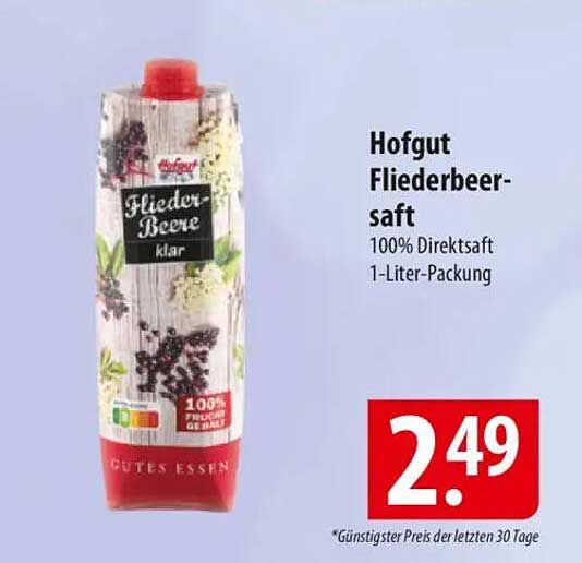 Hofgut Fliederbeer-Saft 100% Direktsaft 1-Liter-Packung