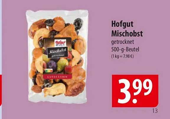 Hofgut Mischobst getrocknet 500-g-Beutel