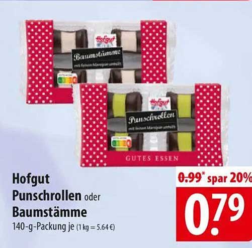 Hofgut Punschrollen oder Baumstämme 140-g-Packung