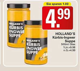 HOLLAND’S Kürbis-Ingwer Suppe 500ml Glas