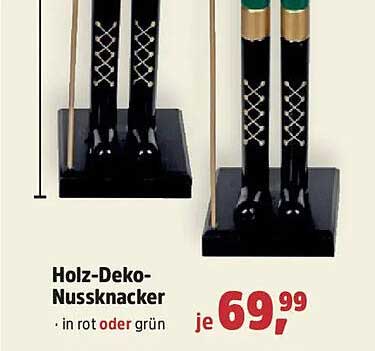 Holz-Deko-Nussknacker - in rot oder grün