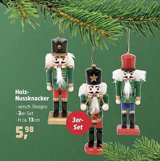 Holz-Nussknacker – 3er-Set in verschiedenen Designs