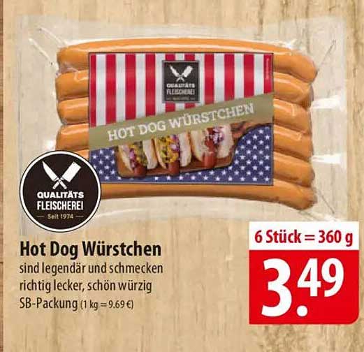 Hot Dog Würstchen 6 Stück (360 g)