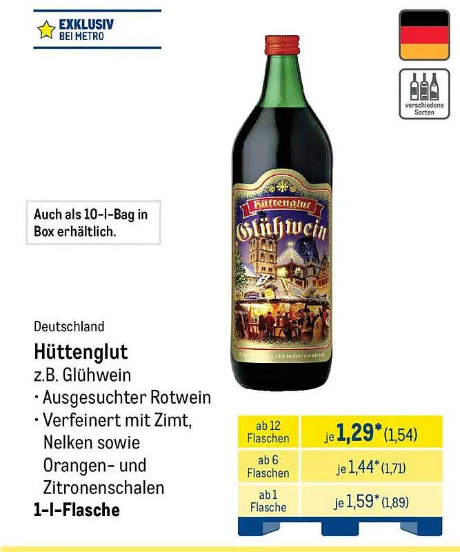 Hüttenglut Glühwein - 1-Liter-Flasche