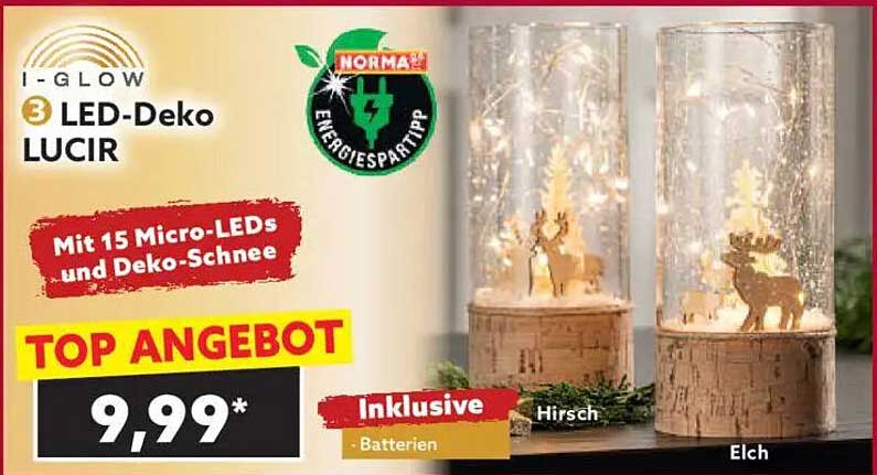 I-GLOW 3 LED-Deko Lucir mit 15 Micro-LEDs und Deko-Schnee