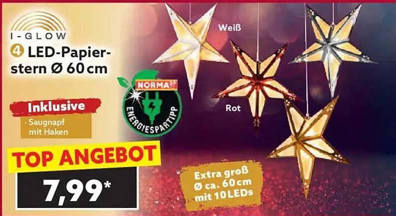 I-GLOW 4 LED-Papierstern Ø 60 cm