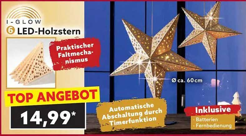 I-GLOW 6 LED-Holzstern