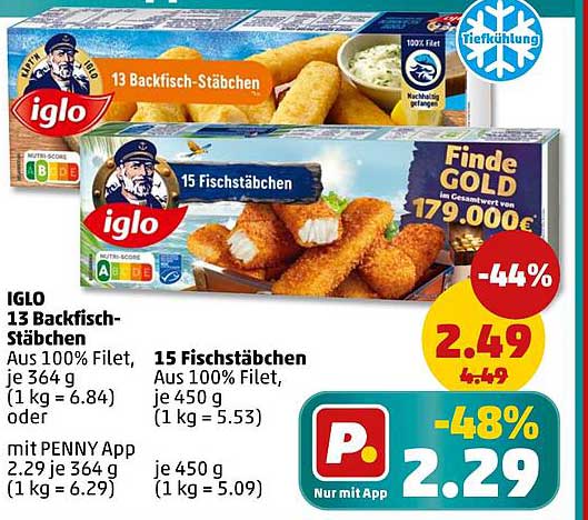 IGLO 13 Backfisch-Stäbchen 364 g - Nur mit PENNY App