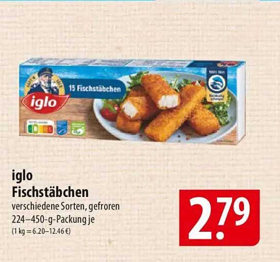 iglo Fischstäbchen verschiedene Sorten, gefroren 224–450-g-Packung