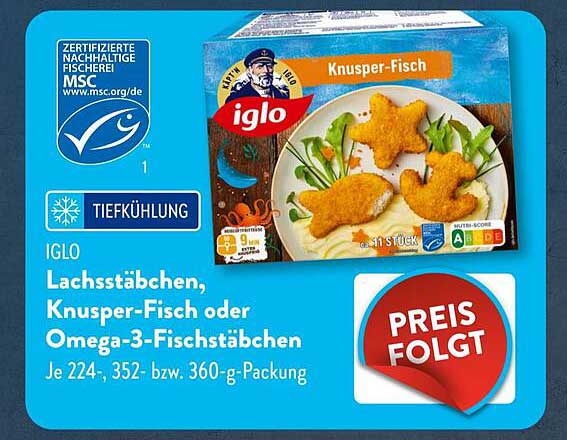 IGLO Knusper-Fisch, Lachsstäbchen oder Omega-3-Fischstäbchen