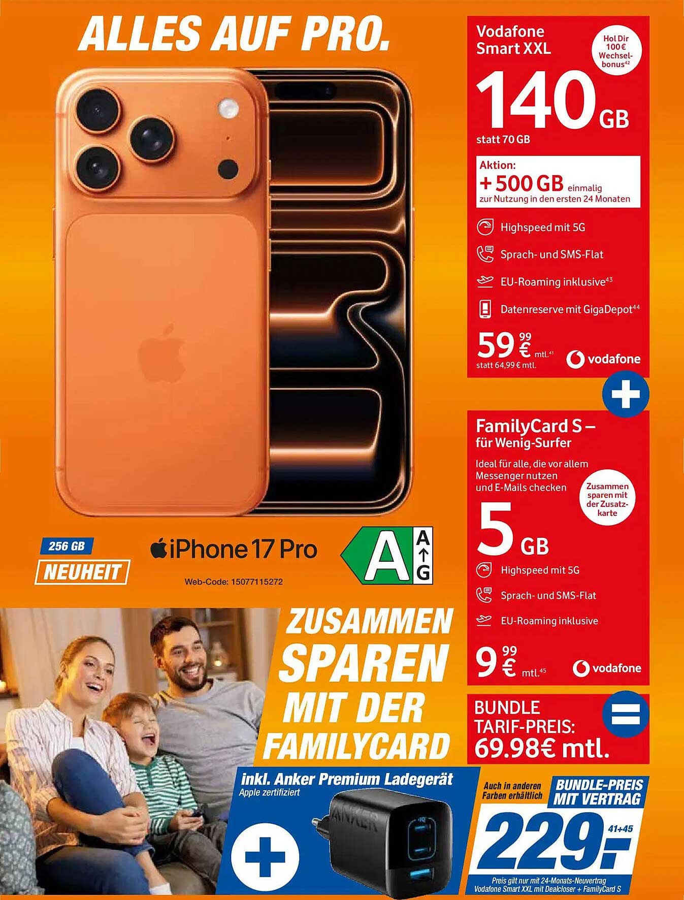 iPhone 17 Pro 256 GB inkl. Anker Premium Ladegerät