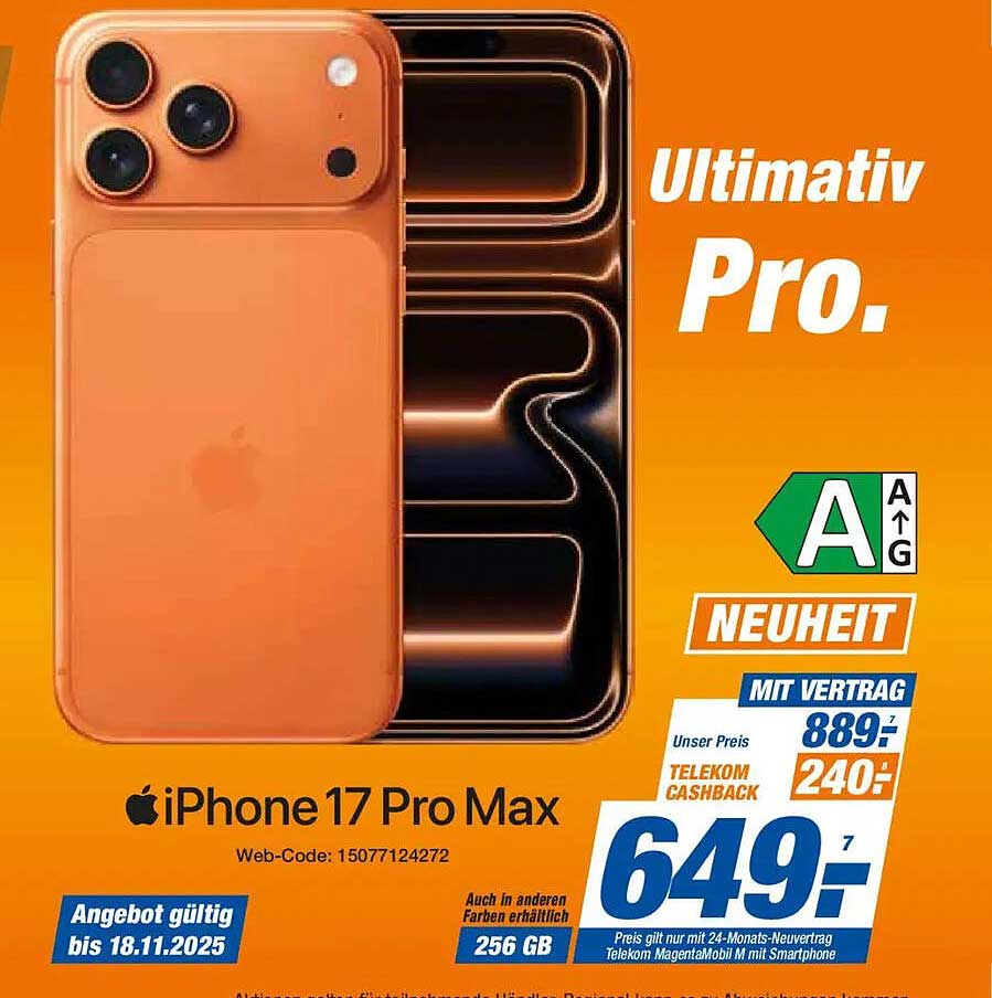 iPhone 17 Pro Max 256 GB - Jetzt im Angebot!