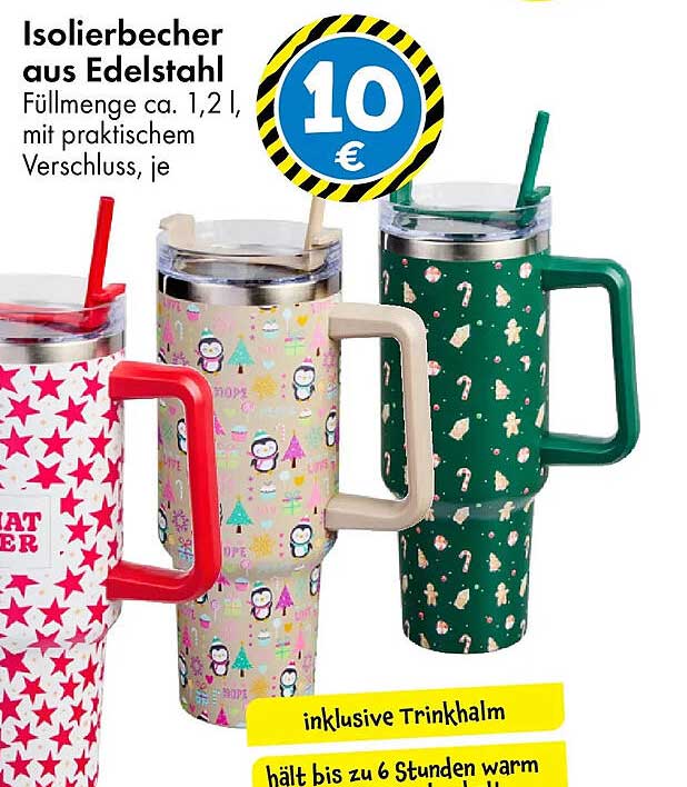 Isolierbecher aus Edelstahl mit einem Volumen von 1,2 l