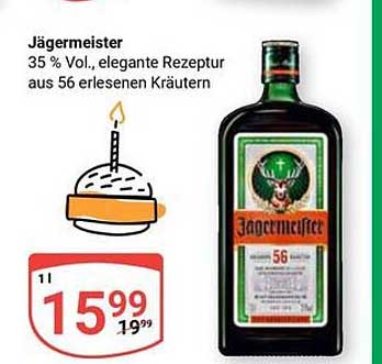 Jägermeister 35 % Vol., elegante Rezeptur aus 56 erlesenen Kräutern