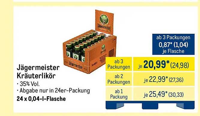 Jägermeister Kräuterlikör 24 x 0,04 l Flasche