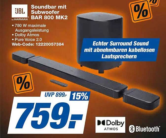 JBL Soundbar mit Subwoofer BAR 800 MK2
