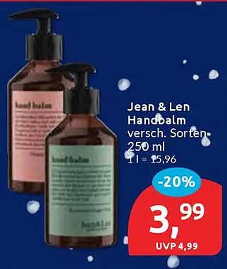 Jean & Len Handbalsam verschiedene Sorten 250 ml