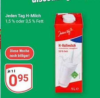 Jeden Tag H-Milch 1,5 % oder 3,5 % Fett