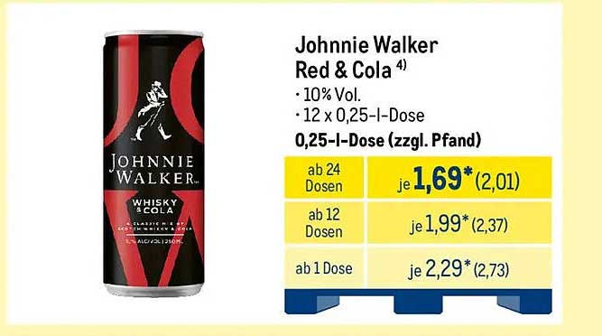 Johnnie Walker Red & Cola 0,25 l Dose