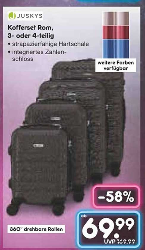 JUSKYS Koffersets Rom, 3- oder 4-teilig