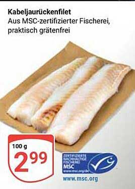 Kabeljau-Rückenfilet - Aus MSC-zertifizierter Fischerei, praktisch grätenfrei