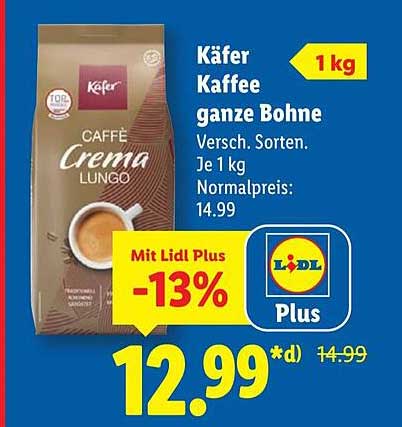 Käfer Kaffee ganze Bohne 1 kg