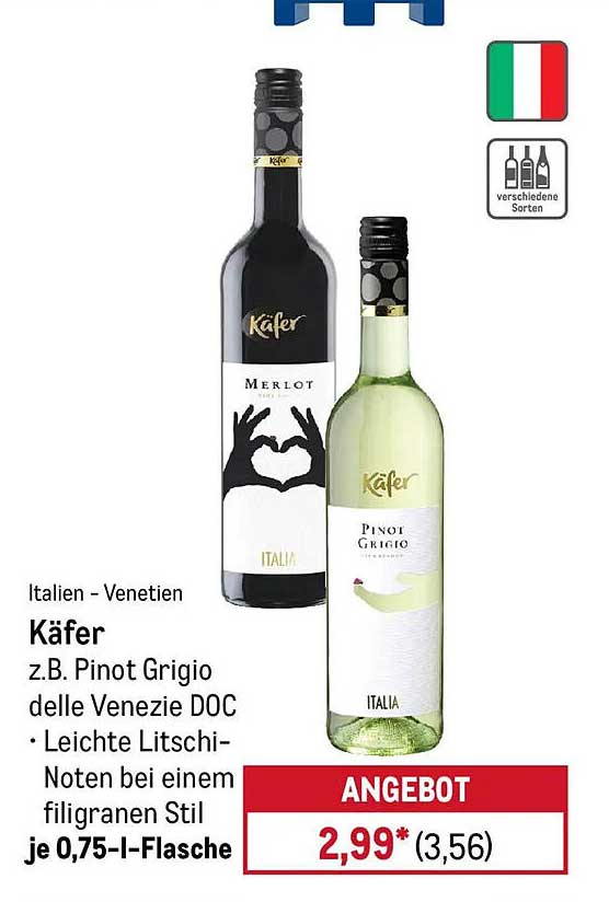 Käfer z.B. Pinot Grigio delle Venezie DOC 0,75 l - nur 2,99*