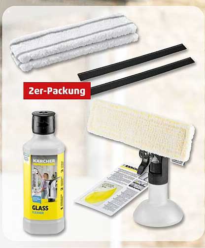 Kärcher Glasreiniger Set mit 2er-Packung Reinigungstücher