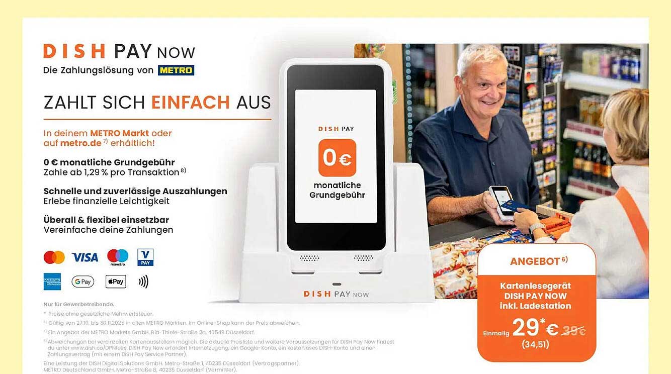 Kartenlesegerät DISH PAY NOW inkl. Ladestation