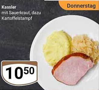 Kassler mit Sauerkraut, dazu Kartoffelstampf