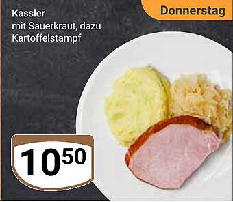 Kassler mit Sauerkraut, dazu Kartoffelstampf