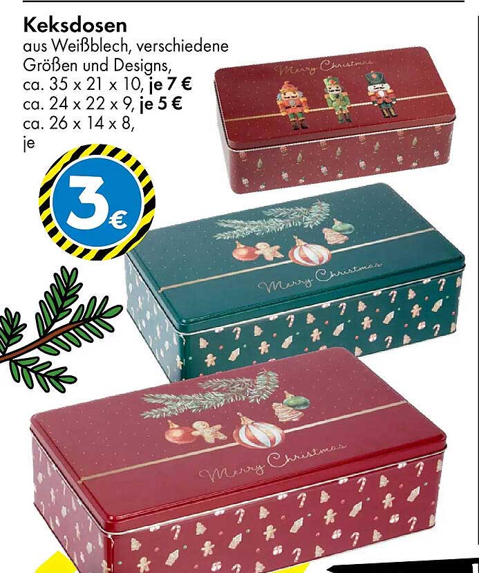 Keksdosen aus Weißblech, verschiedene Größen und Designs