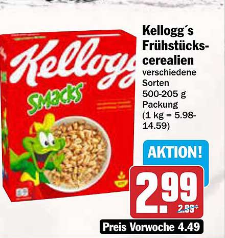 Kellogg´s Frühstücks-cerealien verschiedene Sorten 500-205 g