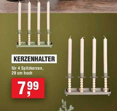 KERZENHALTER für 4 Spitzkerzen, 29 cm hoch