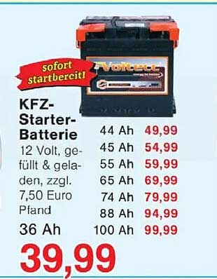 KFZ-Starter-Batterie 12 Volt - sofort startbereit!