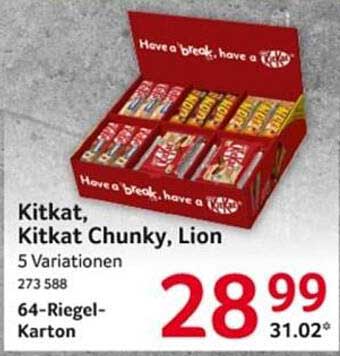 Kitkat, Kitkat Chunky, Lion - 64-Riegel-Karton