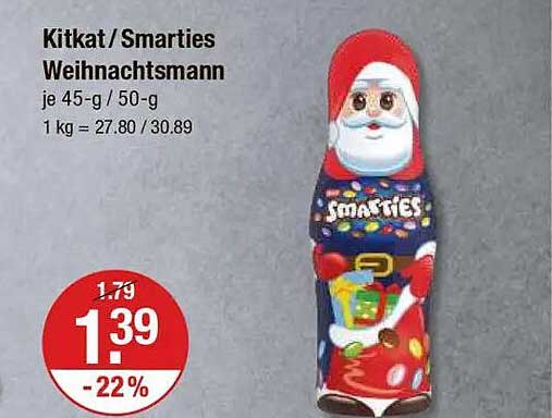 Kitkat/Smarties Weihnachtsmann 45-g