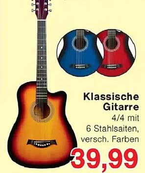 Klassische Gitarre 4/4 mit 6 Stahlsaiten – Verschiedene Farben
