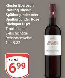 Kloster Eberbach Riesling Classic, Spätburgunder oder Spätburgunder Rosé Rheingau DQW
