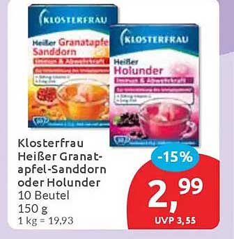 Klosterfrau Heißer Granatapfel-Sanddorn oder Holunder 10 Beutel