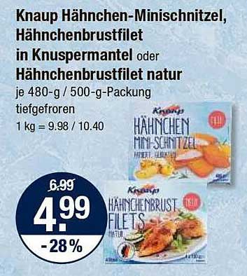 Knauf Hähnchen-Minischnitzel, Hähnchenbrustfilet in Knuspermantel oder Hähnchenbrustfilet natur